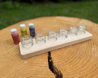 Holder with jars for Stockmar watercolors, Waldorf pen holder, gift idea for children, desk organizer, school pen holder
