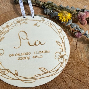 Carta natal, detalles del nacimiento del bebé "Pia"