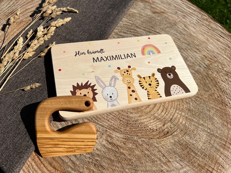 Sicheres Kindermesser aus Olivenholz, personalisiertes Montessori Messer, Kindermesser mit Namen, Kindermesser, Kinderbesteck mit Name