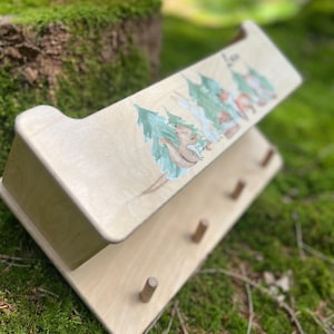 Children&#39;s wardrobe with forest animals. Children&#39;s wardrobe with storage box, personalized children&#39;s wardrobe, hat compartment, children&#39;s wardrobe with name, forest animals