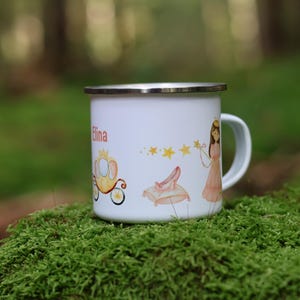 Enamel mug princess with name, girl, mug children personalized, enamel mug children, children&#39;s mug, kindergarten, enamel mug
