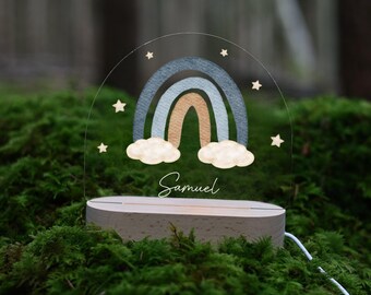 Spersonalizowana tęczowa lampka nocna wykonana z akrylu, prezent dla dziecka z okazji narodzin, chrztu, do pokoju dziecięcego, prezent urodzinowy, lampka nocna