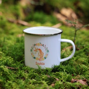 Enamel mug unicorn with name, girl, mug children personalized, enamel mug children, children&#39;s mug, kindergarten, enamel mug