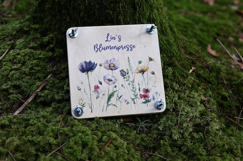 Blütenpresse aus Holz, Personalisierte Blumenpresse zum Trocknen von Blumen, Blütenpressen, Pflanzenpresse, Geschenk, Gartenliebe, Kräuter Bild 4