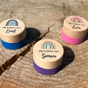 Milk tooth box with name, rainbow, personalized tooth box, tooth fairy, tooth box, tooth fairy coin, tooth box for milk teeth with name