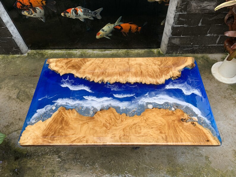Epoxy Resin Table Blue river table top with epoxy inlay ...