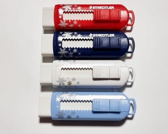 Staedtler Eraser 525 Sliding Retractable Eraser with Plastic Sleeve Holder, Winter Limited Edition