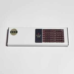 Vintage Spaghetti Bleistifte Gold Uni HB, 1 Dutzend - Made in Japan, JIS Mark