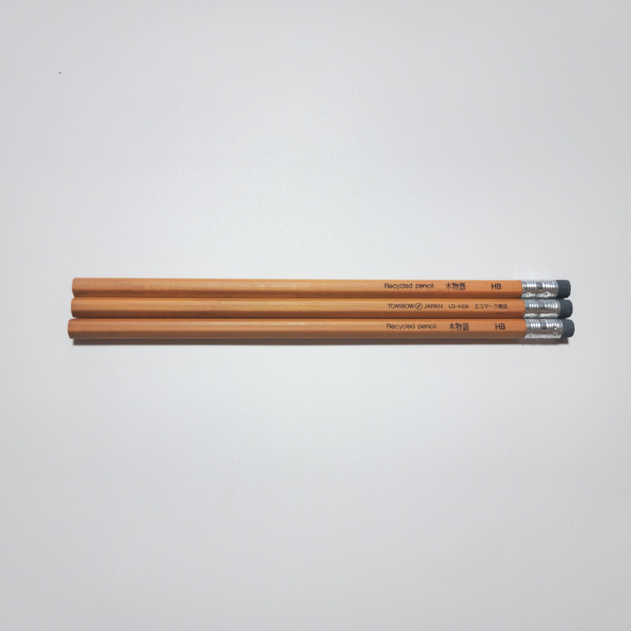 Vintage Tombow Recycled Pencil HB Eraser Pencils, Set of 3 - Made in Japan, JIS Mark