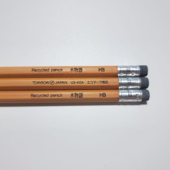 Vintage Tombow Recycled Pencil HB Eraser Pencils, Set of 3 - Made