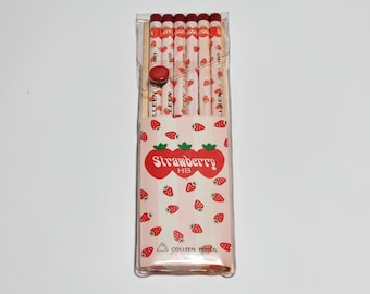 Vintage Colleen No.3003 Strawberry HB, 6 Pencils - Made in Japan with JIS Mark