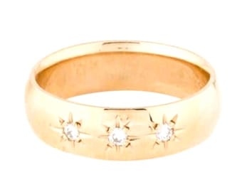 Vintage 14k Gold Starburst Stars Band