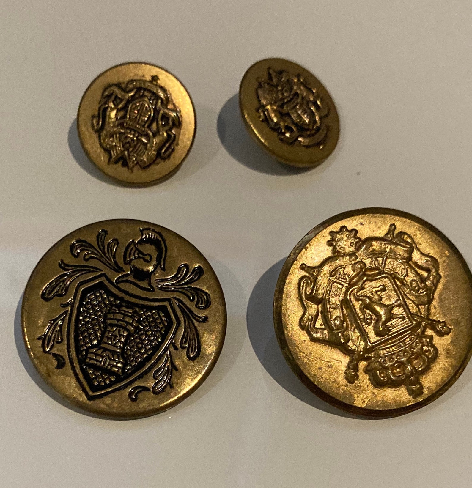 Vintage Buttons Pack of 4 coat of Arms Knight Shield Etsy