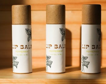 Peppermint Lip Balm | Organic Lip Balm | Essential Oils | Beeswax Lip Balm | Compostable Tube | Natural Lip Balm