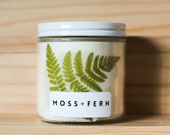 Moss + Fern | Soy Wax Candle | Cotton Wicks | Essentail Oils | Phthalate-free Fragrance | Moss | Fern | Orchid | Natural Candle | 16oz