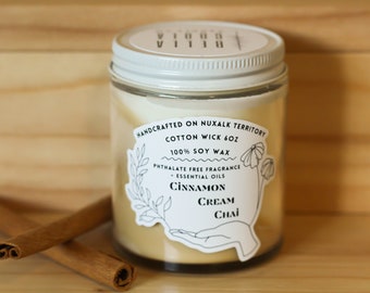 Chai Latte | 6oz | Soy Wax Candle | Cotton Wick | Essential & Fragrance Oil | Chai | Cinnamon | Cream | Cozy Candle