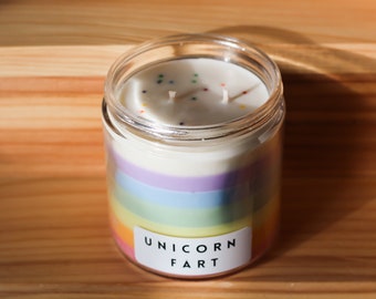 Unicorn Fart | Cotton Wicks | Soy Wax Candle | Essential Oils | Phthalate free Fragrance | Jasmine | Cashmere | Vanilla | 16oz