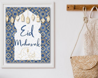 Eid Mubarak Sign Islamic Art Printable Muslim Art Calligraphy Design Home Decor Eid Gift Instant Download