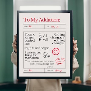 Póster motivacional sobre el tratamiento del consumo de sustancias y las adicciones | Recuperación, amor propio y autoestima. Descarga digital instantánea para consejeros y terapeutas.