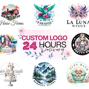 Watercolor Logos, Logo Design, creative logo ideas, Custom Hand Drawn logo, logo for startups, modern logo concepts, custom company logo