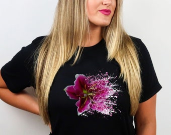 Women&#39;s Floral Apparel, Lily Shirt, Stargazer Tee, Floral Shirt, Flower Tee, Floral Womens T-Shirt, Mothers Flower TShirt, Cute Floral Shirt