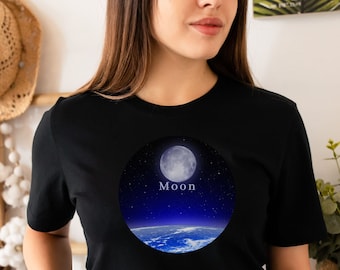 Full Moon Shirt, Celestial Moon T-Shirt, Earth's Moon, Unique Moon Graphic, Lunar T-Shirt, Astronomy Shirt, Solar System Galaxy Outer Space