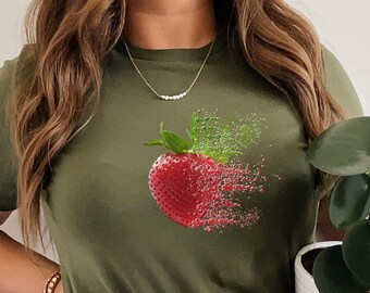 Strawberry Shirt, Strawberry Graphic Tee for Women, Strawberries T-Shirt, Cute Strawberry TShirt,  Fruit Shirt for Her, Women's Strawberry T