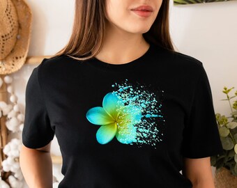 Women&#39;s Floral Apparel, Plumeria Shirt, Hawaiian Island Flower Shirt, Floral Shirt, Flower Tee, Floral Womens T-Shirt, Mothers Flower TShirt