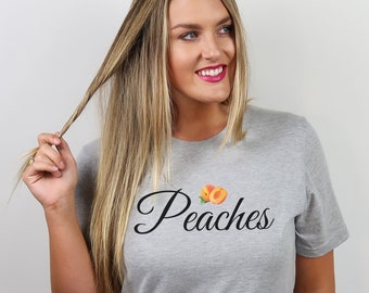 Peaches Shirt, Peaches Graphic Tee for Women, Peach T-Shirt for Her, Women&#39;s Fruit Shirt, Peach Tee, Cute Peaches TShirt, Peach Lover Shirt
