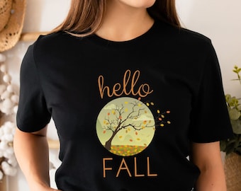 Fall Shirts, Hello Fall Shirt, Cute Fall Graphic Tee, Womens Fall T-Shirt, Kids Fall TShirt, Fall Season, Autumn Tee for Her, Thanksgiving