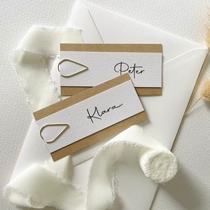 Platzkarten / Namensschilder / Tischkarten für Hochzeit, Taufe, Kommunion, Geburtstag, Party | Kraftpapier
