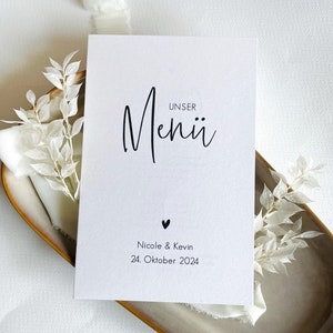 Menükarte / schlicht minimalistisch / Menükarte für Hochzeit, Taufe, Kommunion, Geburtstag, Party