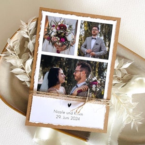 Dankeskarte Hochzeit / Kraftpapier / Foto / Hochzeitsfoto / schlicht / personalisiert