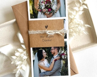 Wedding thank you card / Kraft paper / Wedding card / Photo strip / Wedding thank you / Wedding thank you cards / Christening / Thank you