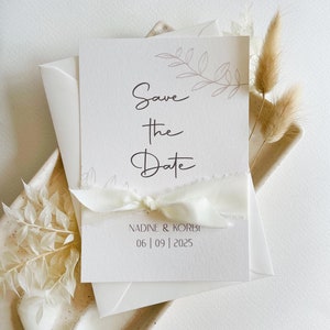Save the Date Hochzeit / Einladung Hochzeit / modern / zeitlos / Chiffonband / Boho
