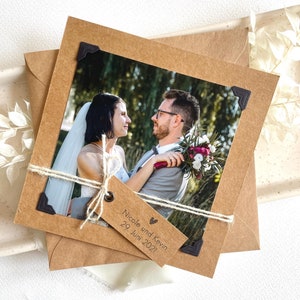 Dankeskarte Hochzeit / Kraftpapier / Dankeskarte Foto / Anhänger / minimalistisch