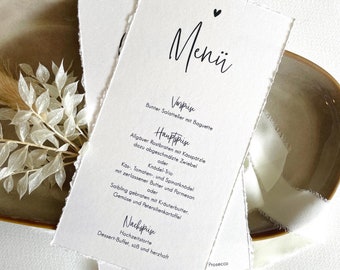 Menükarte / schlicht minimalistisch / Menükarte für Hochzeit, Taufe, Kommunion, Geburtstag, Party