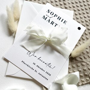 Einladung Hochzeit / Hochzeitseinladung / Hochzeitskarte mit Chiffonband / modern minimalistisch / personalisiert / stilvoll / elegant