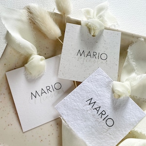 Platzkarten / Chiffonband / Namensschilder / Tischkarten für Hochzeit, Taufe, Kommunion, Geburtstag, Party / modern, schlicht
