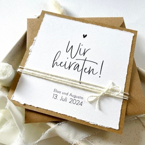 Einladung Hochzeit / Hochzeitseinladung / Kraftpapier / Trockenblumen / modern minimalistisch / quadratisch Bild 4