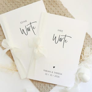 Personalisierte Eheversprechen zur Hochzeit – Gelübde auf hochwertigem Papier DIN A5 mit Chiffonschleife / 2er Set