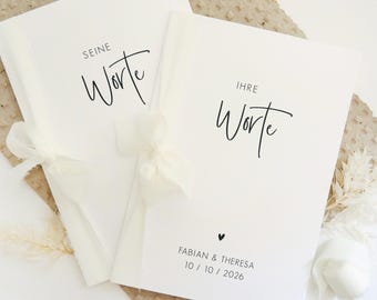 Personalisierte Eheversprechen zur Hochzeit – Gelübde auf hochwertigem Papier DIN A5 mit Chiffonschleife / 2er Set