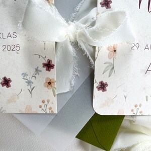 Einladung Hochzeit / Chiffonband / Blumenmuster Bild 7