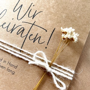 Einladung Hochzeit / Hochzeitseinladung /Kraftpapier / Trockenblumen / modern minimalistisch / quadratisch / Klappkarte Bild 6