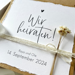 Einladung Hochzeit / Hochzeitseinladung / Kraftpapier / Trockenblumen / modern minimalistisch / quadratisch Bild 3