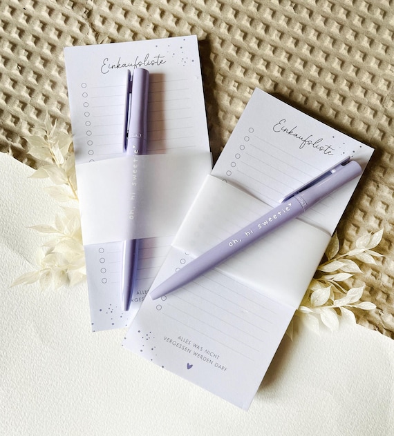 Notizblock Set Einkaufsliste mit Stift – praktische Geschenkidee, To Do Liste, schöne Schreibwaren