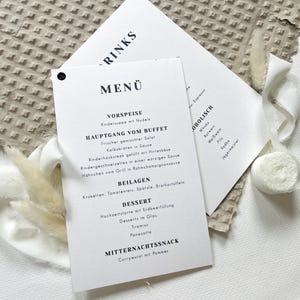 Menü und Getränkekarte mit Öse / Menükarte für Hochzeit, Taufe, Kommunion, Geburtstag, Party / Tischdeko / Tischdekoration