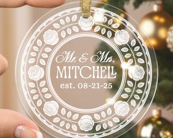 Personalisierte Hochzeitsornamente, individuelles Acryldekor, einzigartiges Andenken, Geschenk für Paare, Jubiläumsdekoration