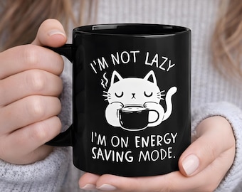 Ich bin nicht faule Katze trinken Kaffeebecher Schwarz 11oz