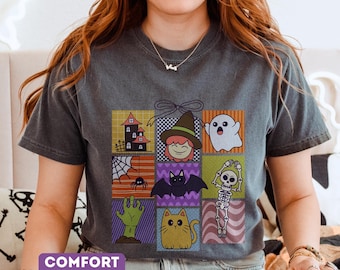 Trendy Halloween Stamp Set T-Shirt: Komfort Grafik Tee